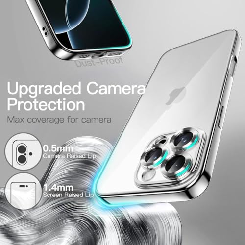VONZEE Electroplated Transparent Clear Transparent Cover for iPhone 16 Pro, TPU Cover, Full Body & Individual Camera Protection for Each Lens Bumper Cases for Men & Women (Grey) 5 51uIWLJQylL