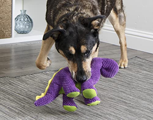 Godog Checkers Dinos Bruto Squeaky Plush Dog Toy, Chew Guard Technology - Purple, Large #TOP4