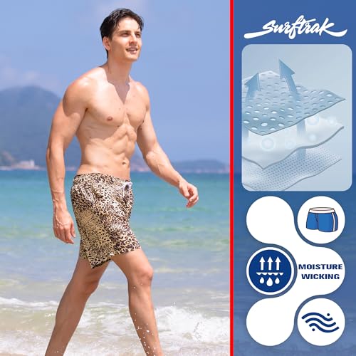 Swim Trunks Mens Bathing Suit 5 inch Inseam Compression Liner Beach Swim Shorts Lightweight Quick Dry Pockets3