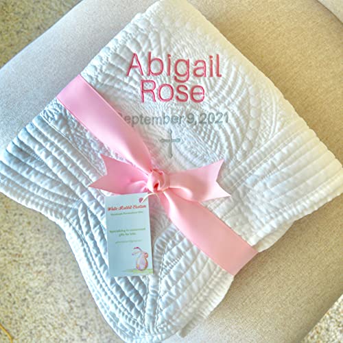 Personalized Baby Baptism Date Blanket Girl Boy Monogrammed Birth Dedication Christening Gift (Name Date Cross) - Image 5