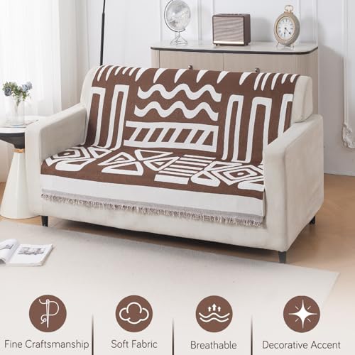 Image of HOKIPO Sofa Cover 2 Seater, 180x120 cm, Chocolate Brown