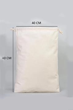 Bread Bag, Cotton Cloth Bag, 40x40 cm, Printed Bread Pattern, Cream Color