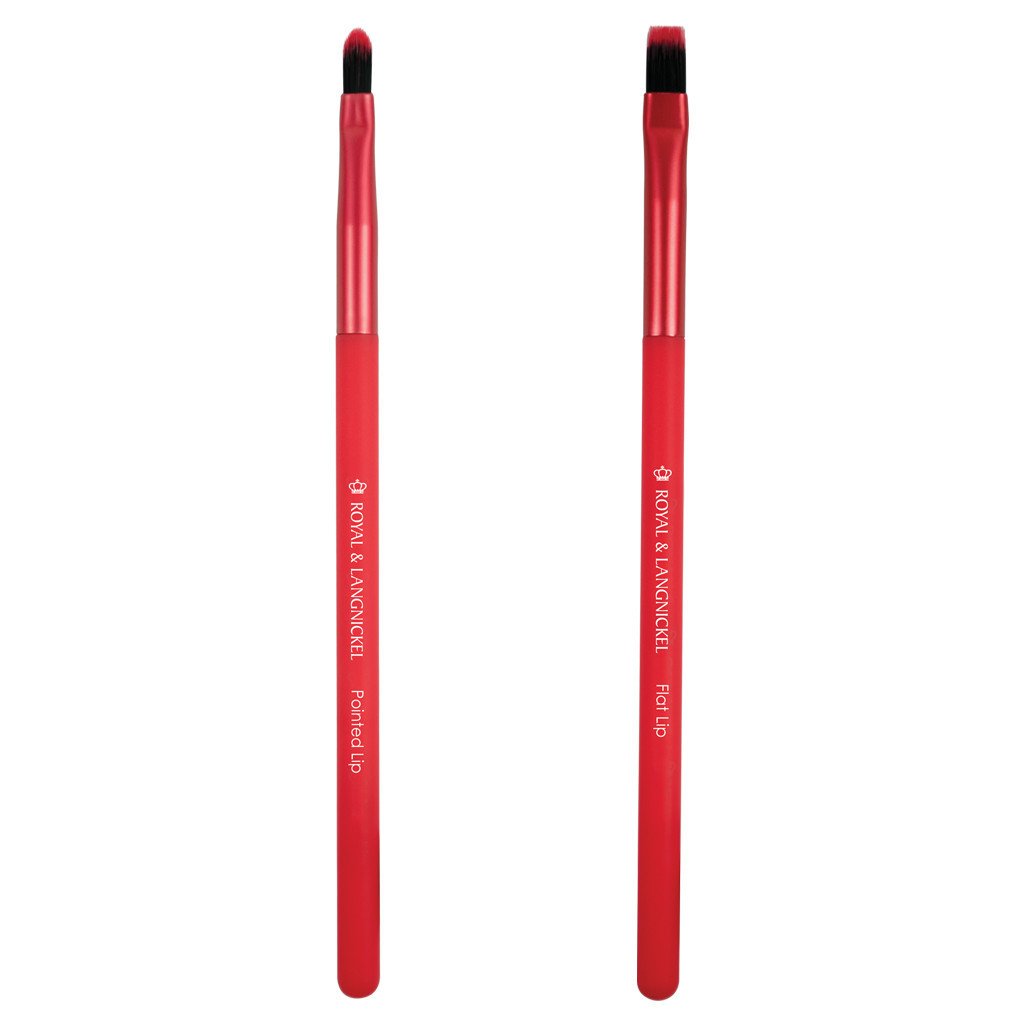 Royal & LangnickelMODA Royal & Langnickel Travel Size EZGlam Duo Luscious Lips 2pc Makeup Brush Set Includes -Pointed Lip and Flat Lip Brushes, Red