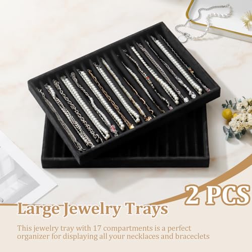 Image of Large Velvet Jewelry Tray Display Drawer Inserts 2 Pack