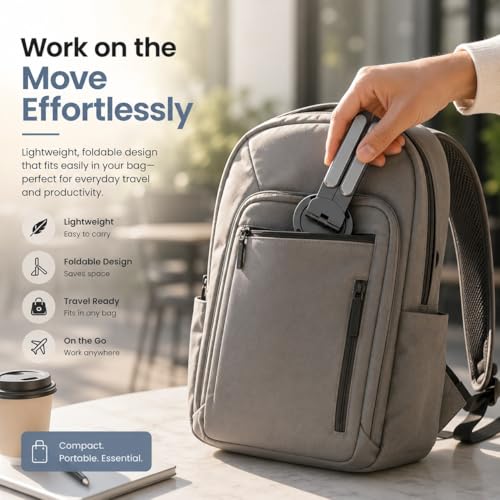 Image of Foldable 4 in 1 Laptop Stand with 7 Level Height Adjustment | Vlogging Magnetic Selfie Stick| Mobile & Tablet Stand | Aluminium Body | Supports Upto 10kg & 11 inch to 16 inch | Free Carry Bag