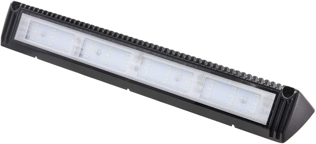 18-Inch RV Exterior LED Awning Light, 12V/24V DC, 6000K Cool White, 3200 Lumens, 40° Down Angle Flood Beam, IP67 Waterproof, Aluminum Housing, Black Finish, 1-Pack