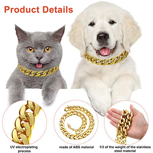 image for Hicarer 2 Pieces Dog Link Chain Gold Necklace Chain ABS Plastic Dog Go