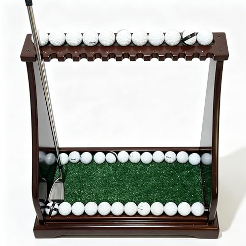 Image of Jialitang 100% Solid Cypress Wood Golf Club Stand, Holds 14 Clubs, for Home & Garage Use