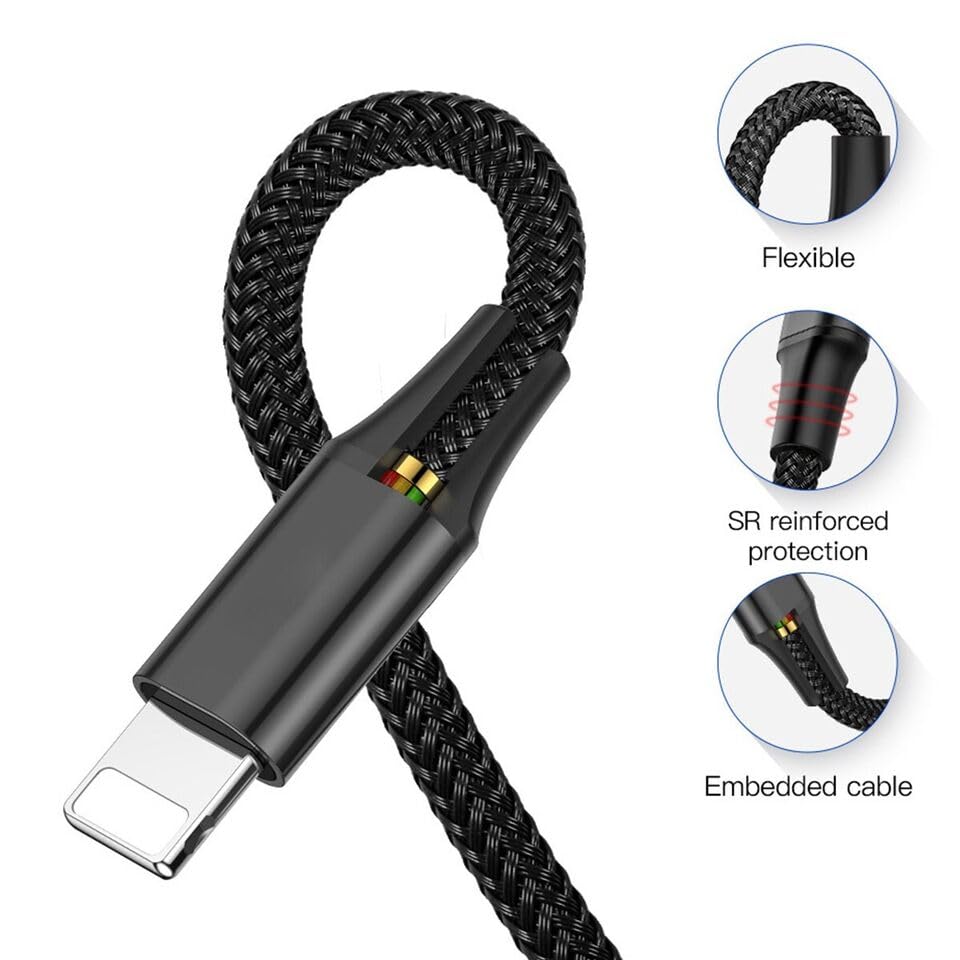 Cable de carga múltiple USAMS contra enredos con conectores Tipo C y Micro USB 5