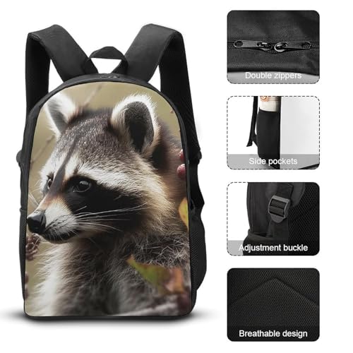 3 Piece Backpack for Women Men Lightweight Causal Daypack Shoulder Bag Set with Insulated Lunch Bag And Pencil Case Organizers Animals on Tree3