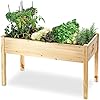 Maple99 Raised Garden Bed - Elevated Wood Planter Box with Bed Liner for Backyard, Patio, Deck, Balcony - Natural Cedar Raised Planter Box with Legs for Flowers, Herbs - 200lb Capacity - 48x26.5x30