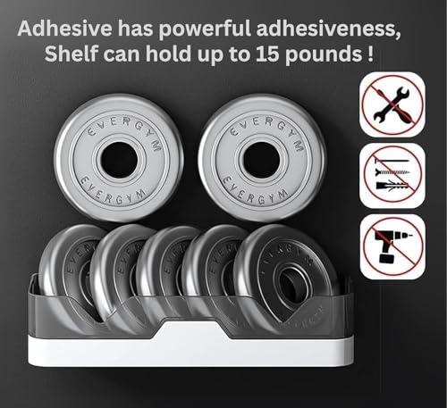 Image of Wall Mounted Shelf, Self-Adhesive, No-Drill ABS Plastic Organizer Rack for Bathroom, Kitchen & Home Accessories, Bathroom Hardware & Accessories for Shampoo, Soap & Toiletries