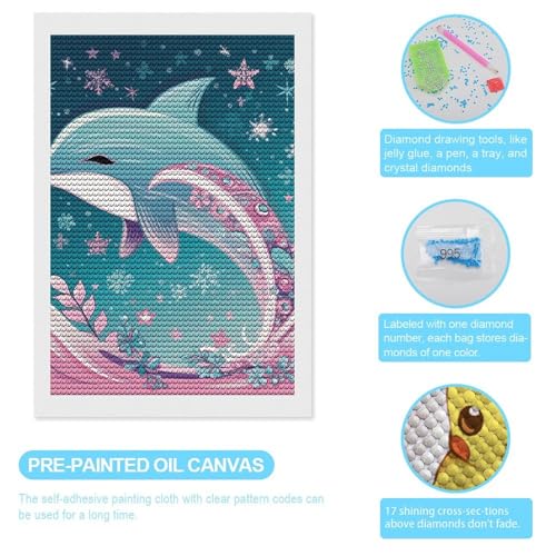 Peinture diamant dauphin ELUZZIZUT idée cadeau DIY adulte - 3