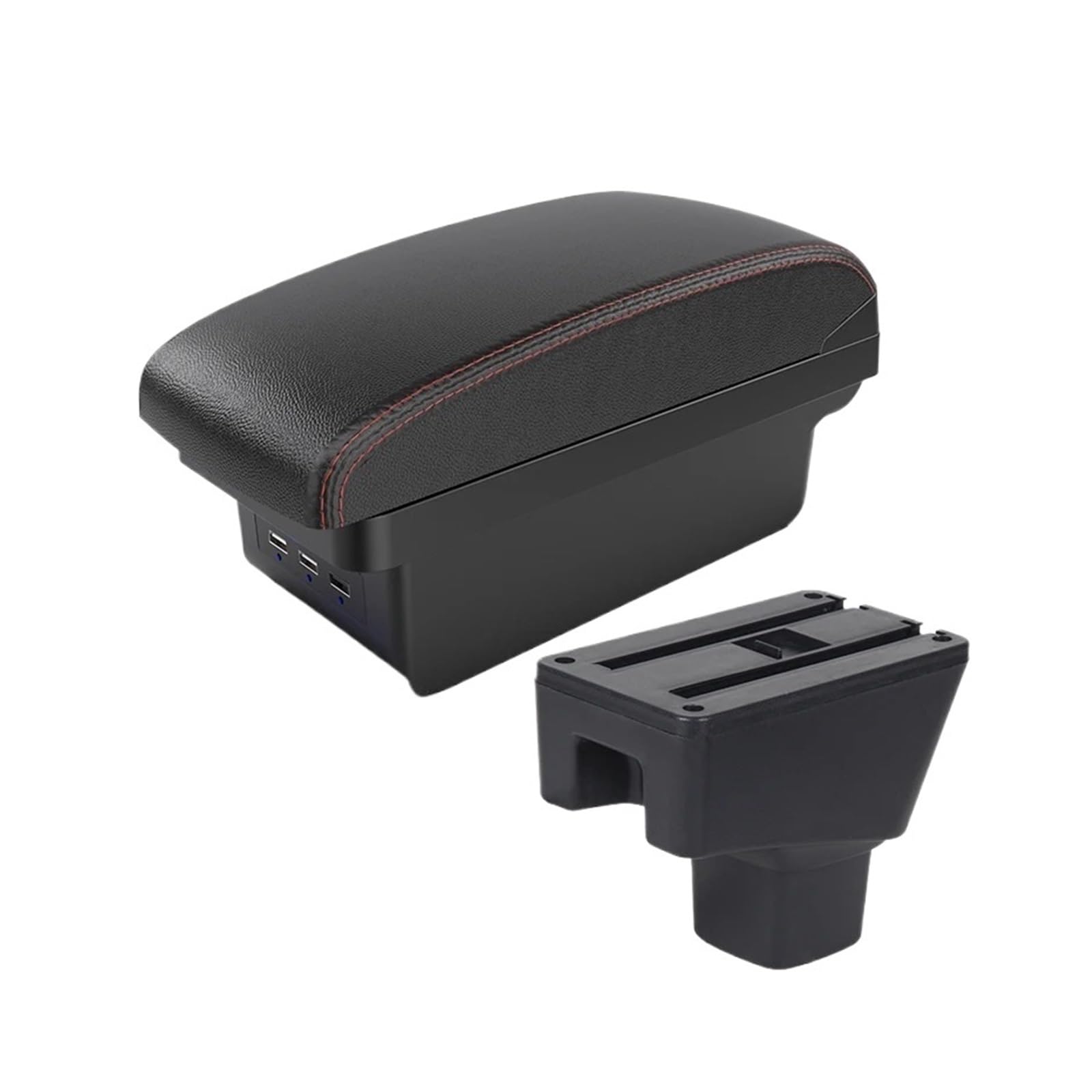 UMDJJU For Suzuki For SX4 Car Armrest Interior Modification Box Storage Supplies Details USB Car Centre Console Armrest Box(B1 Black red 3 USB)