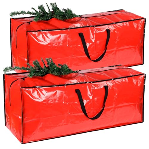 Jumbo-Weihnachtsbaum-Aufbewahrungstasche, passend für 2,5 m hohe Weihnachtsbäume, wasserdicht, strapazierfähig, Aufbewahrungstasche mit robusten Griffen, Reißverschluss, 2 Stück