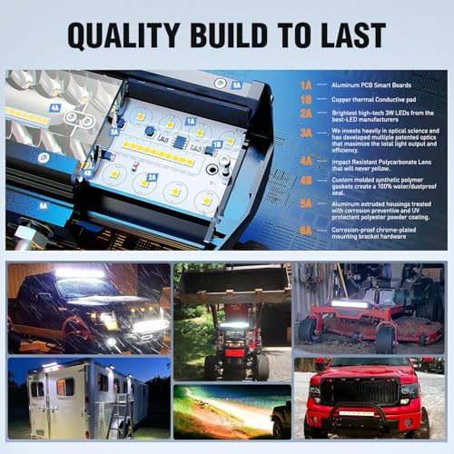 Nilight ZH409 50.8cm(20인치) 420W 트리플 로우 플러드 스팟 콤보 42000LM LED 조명 바, 튼튼한 오프로드 배선 하네스 포함 — 사진 4