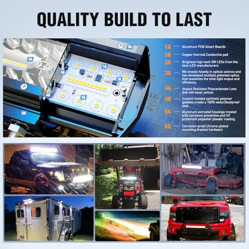 Image of Nilight ZH409 20 Inch 420W Triple Row Flood Spot Combo 42000LM LED Light Bar with Heavy Duty Off-Road Wiring Harness, 2 Years Warranty, White