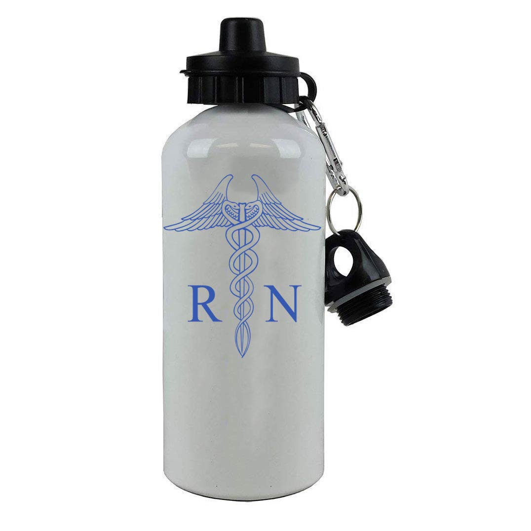 CustomGiftsNow White Aluminum Sport Water Bottle - 20 Oz, Replacement Top With 2 Lids, FREE Personalization - View #4