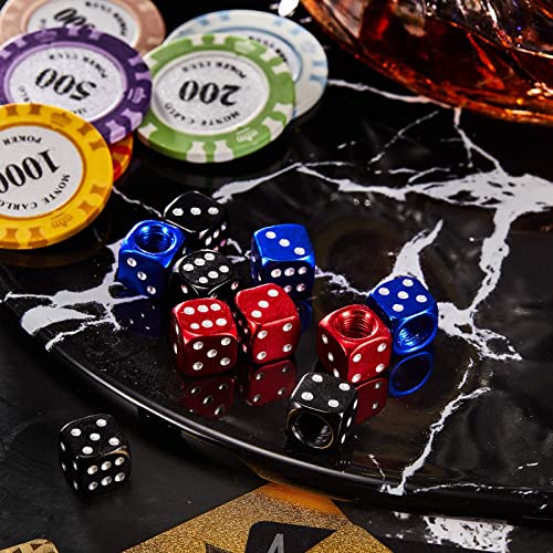 12 Pieces Aluminum Dice Valve Aluminum Dice Style Valve Stem Caps Car Motorcycle Tire Caps Bicycle Dust Caps Multicolored Caps Car Motorcycle Bicycle Tire Dust Caps,0.47Inch (Black, Red, Blue) #TOP4