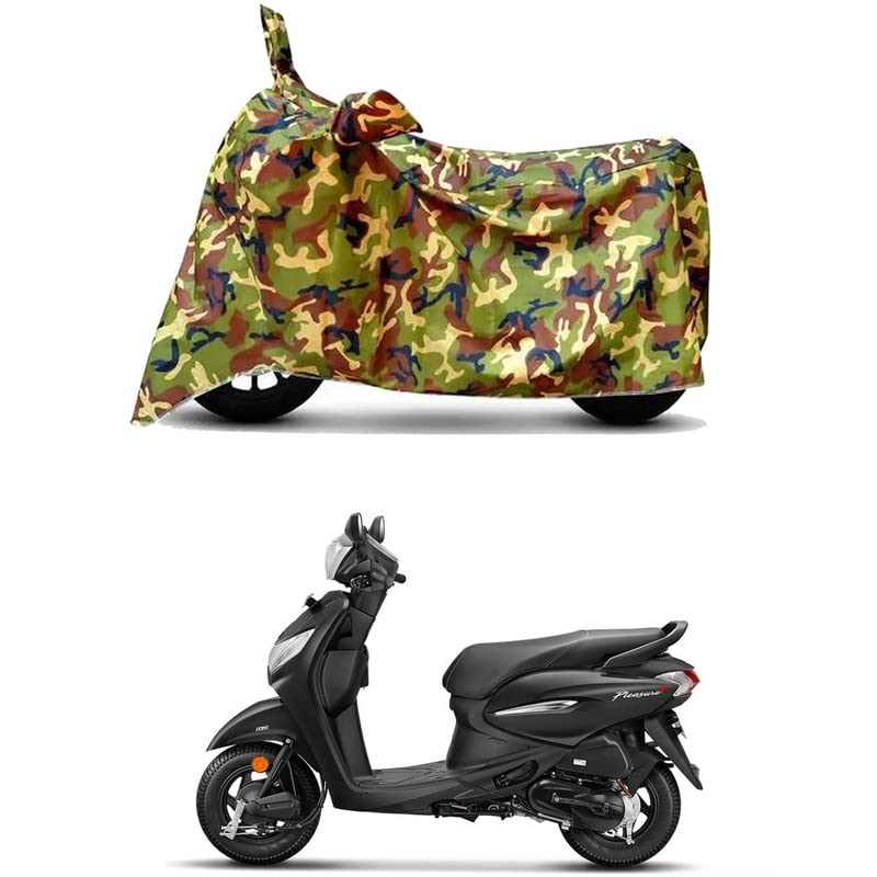 Image of Waterproof 100% PVC Coated Bike Scooty Two Wheeler Body Cover Compatible for Hero Pleasure Plus /UV-Rays /Heat Protection /Birds Dropping /Scratchproof /Dust Proof /All Varient[6X6 Jungle Print]