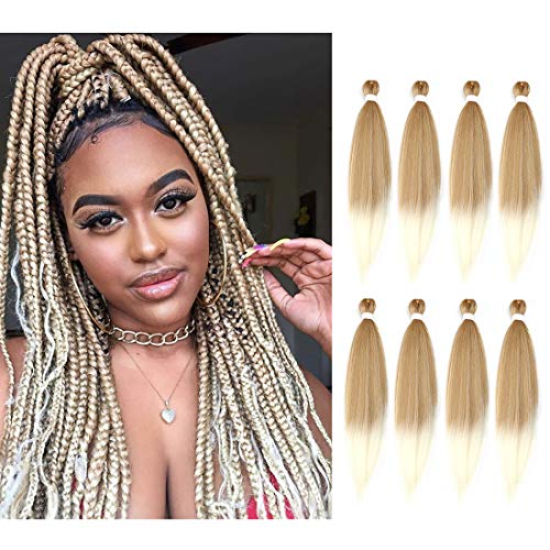 Pre-stretched Braiding Hair 8packs/lot Loxxy 26" Long Blonde Ombre Braiding Hair Itch Free Hot Water Setting Synthetic Fiber Crochet Braiding Hair Extension,Ombre #27/613