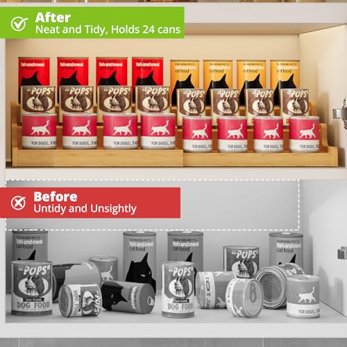 Expandable Bamboo Can Display Organizer for Pantry, 3-Tier Can Storage by Lyuwanxian - Used condition - Image 8