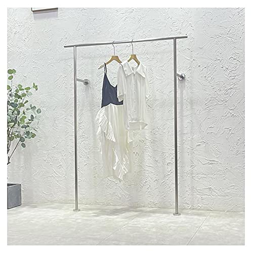 SBCGFY Perchero De Acero Inoxidable para Tienda De Ropa, Perchero De Suelo, Estantes Comerciales para Ropa, Percheros para Venta Minorista, 8 Longitudes, Plateado, 150 X 160 Cm