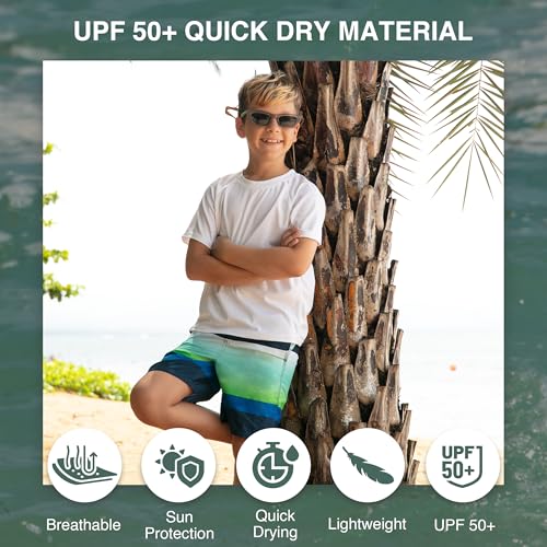 Image of Kanu Surf Boys' Victor Stripe Quick Dry Beach Board Shorts Swim Trunk