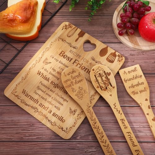 Set de tabla de cortar de bambú con espátulas grabadas miniatura 2