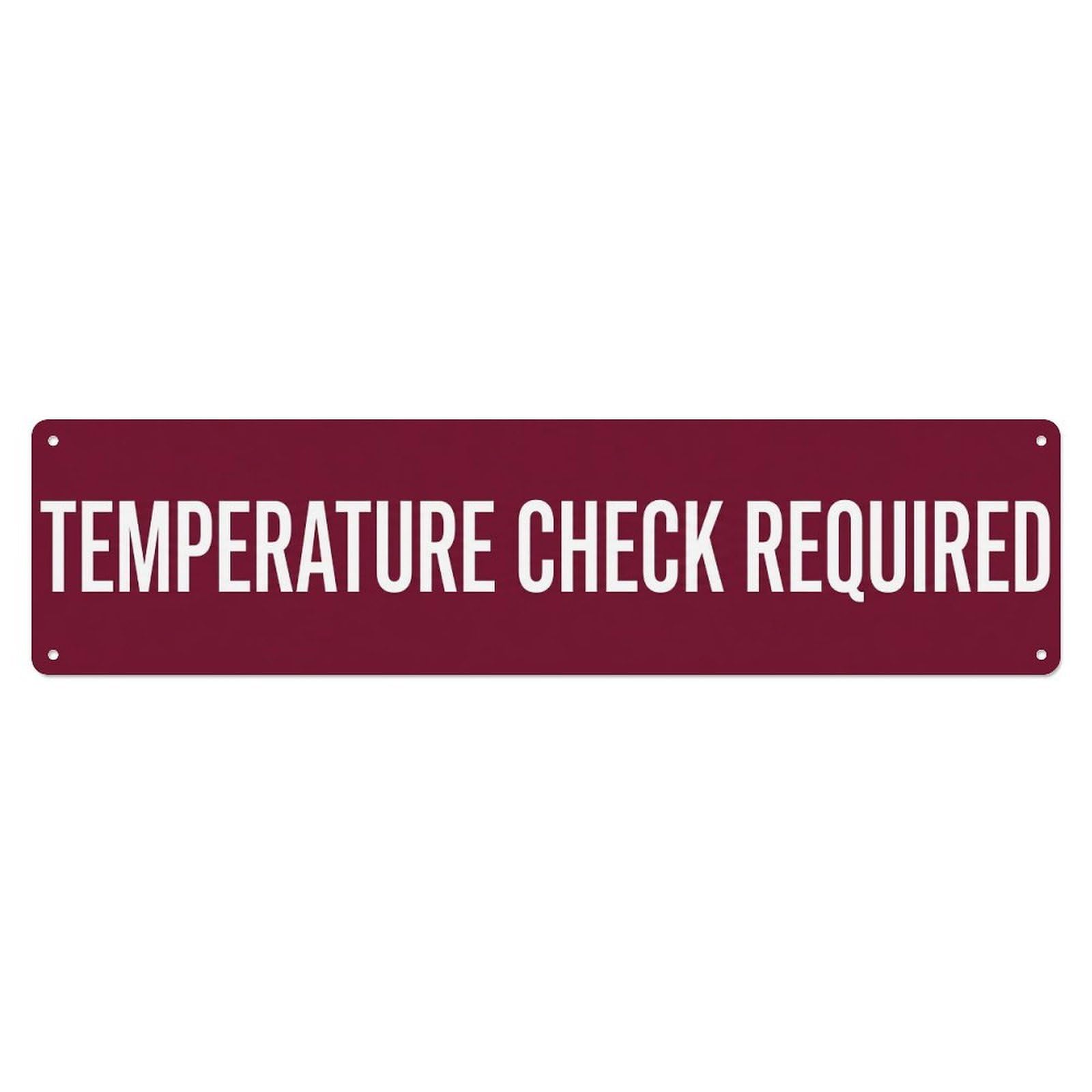 Temperature Check Screening Required Metal Tin Sign