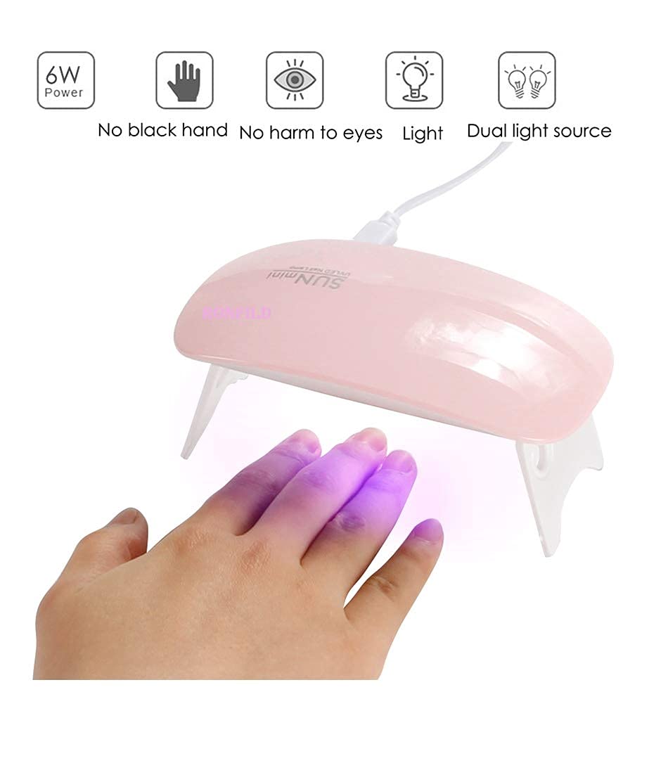RONFILD Nail Paint Dryer With USB | Nail Polish Dryer | LED UV Light Nail Polish Dryer Curing Lamp Light Portable | Lamp cures fingernails or toenails | Nails Paints Dryer Machine (White/Pink) 2