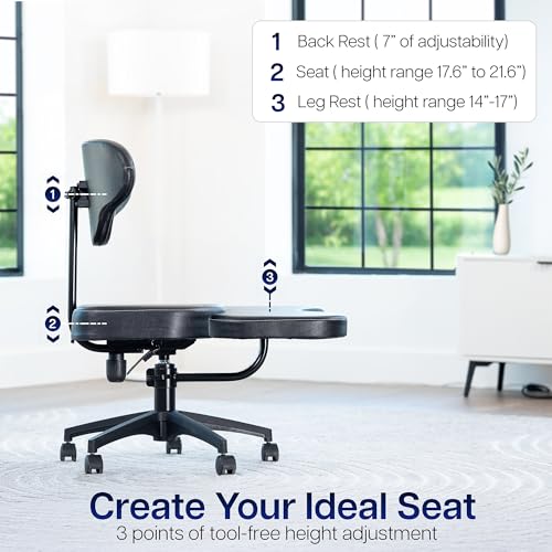 Image of VIVO Black Mobile Cross Legged Office Chair with Back Support, CHAIR-CL03B | For Yoga Meditation, ADHD, Height Adjustable, Full Swivel Seat, Holds 242 lbs