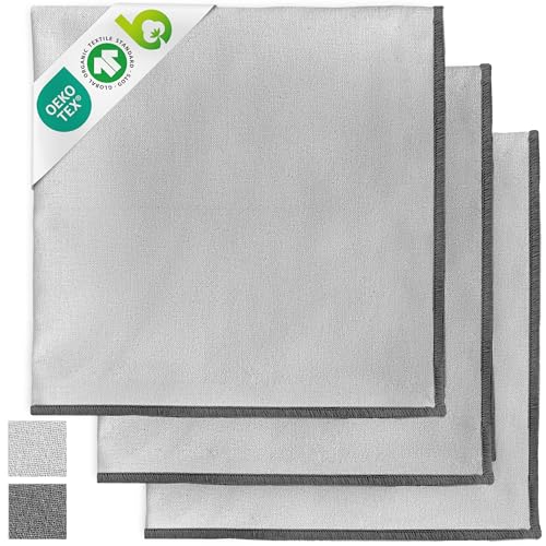 Miqio® Lot de 3 torchons design en coton avec coutures décoratives élégantes – Serviettes de toilette – 100 % coton bio (70 x 45 cm) – Serviettes de...