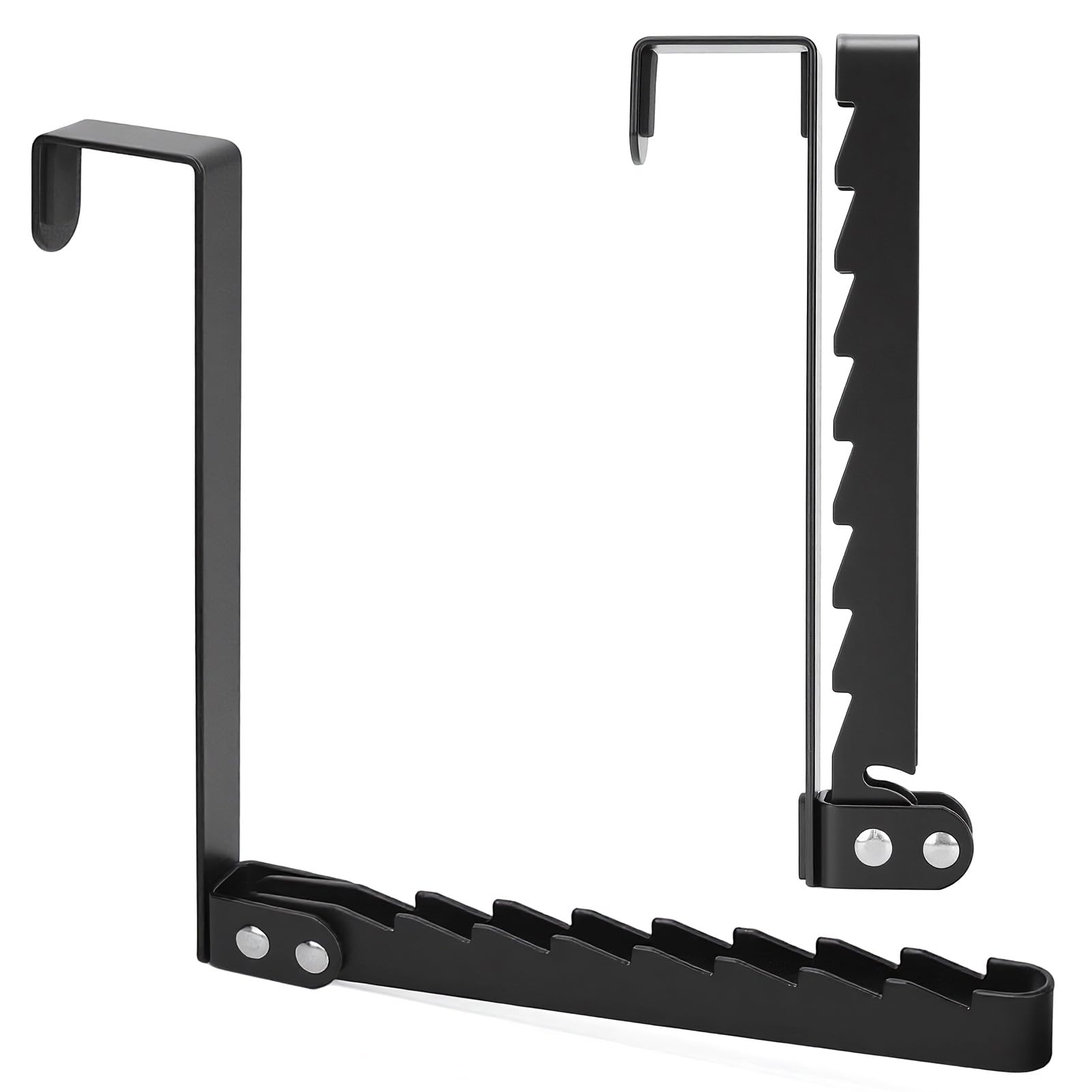 FYY Over The Door Hooks Hanger, 1 Pack Collapsible Folding Over Door Clothes Drying Rack Space Saving Laundry Hanging Storage Hook for Clothing, Coats, Towels for Bedroom Bathroom Black Long: 7.92 inch 1 Pack Black