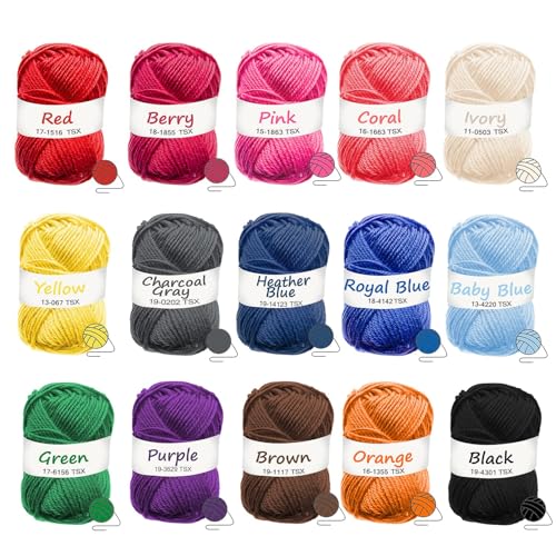 Image of Hearth & Harbor Crochet Kit 114 Piece with 1500 Yards Assorted Yarn Kit, Ergonomic Hooks, Crocheting Instruction, Knitting & Crochet Supplies - Beginner Crochet Kits for Adults, Ideal for Amigurumi