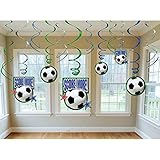 Soccer Goal Birthday Party Hanging Swirl Ceiling Favour, Paper, Pack of 12