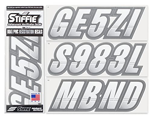 Image of Techtron White /Carbon 3 inch Alpha-Numeric Registration Identification Numbers Stickers Decals for Boats & Personal Watercraft: Matches Yamaha WaveRunner VX Cruiser, VX and EX Deluxe