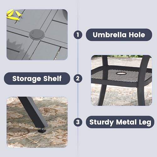 Image of VICLLAX 47.2 inch Round Outdoor Table, Patio Dining Table for 6 with Umbrella Hole for Garden Lawn Deck Backyard, Dark Grey