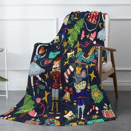 Christmas Nutcracker Throw Blanket Fuzzy Soft Cozy Christmas Nutcracker Blankets Soft Throws Warm Lightweight Plush Fleece Throw Blanket for Kids Men Women Gift Bed Couch Sofa 50x40