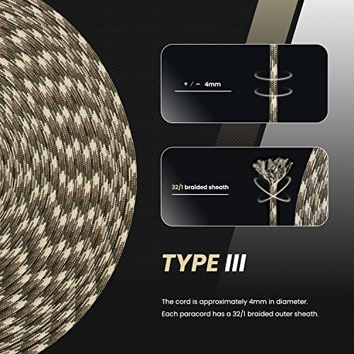 Abma Cord Paracord 620 lbs 4mm 9 Strands 100% Nylon 30M - Desert Storm, Military-desert Storm, 30 Meters - Image 4