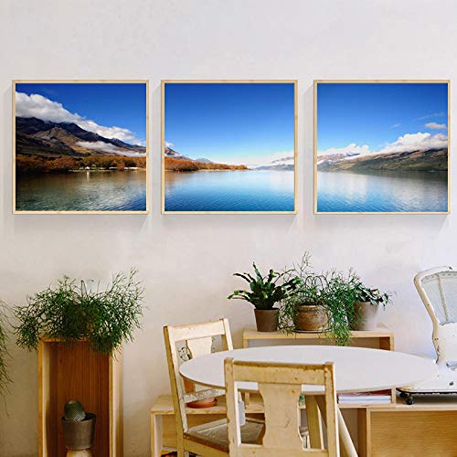 Affiches et gravures paysage calme de montagne triptyque 50x50cm