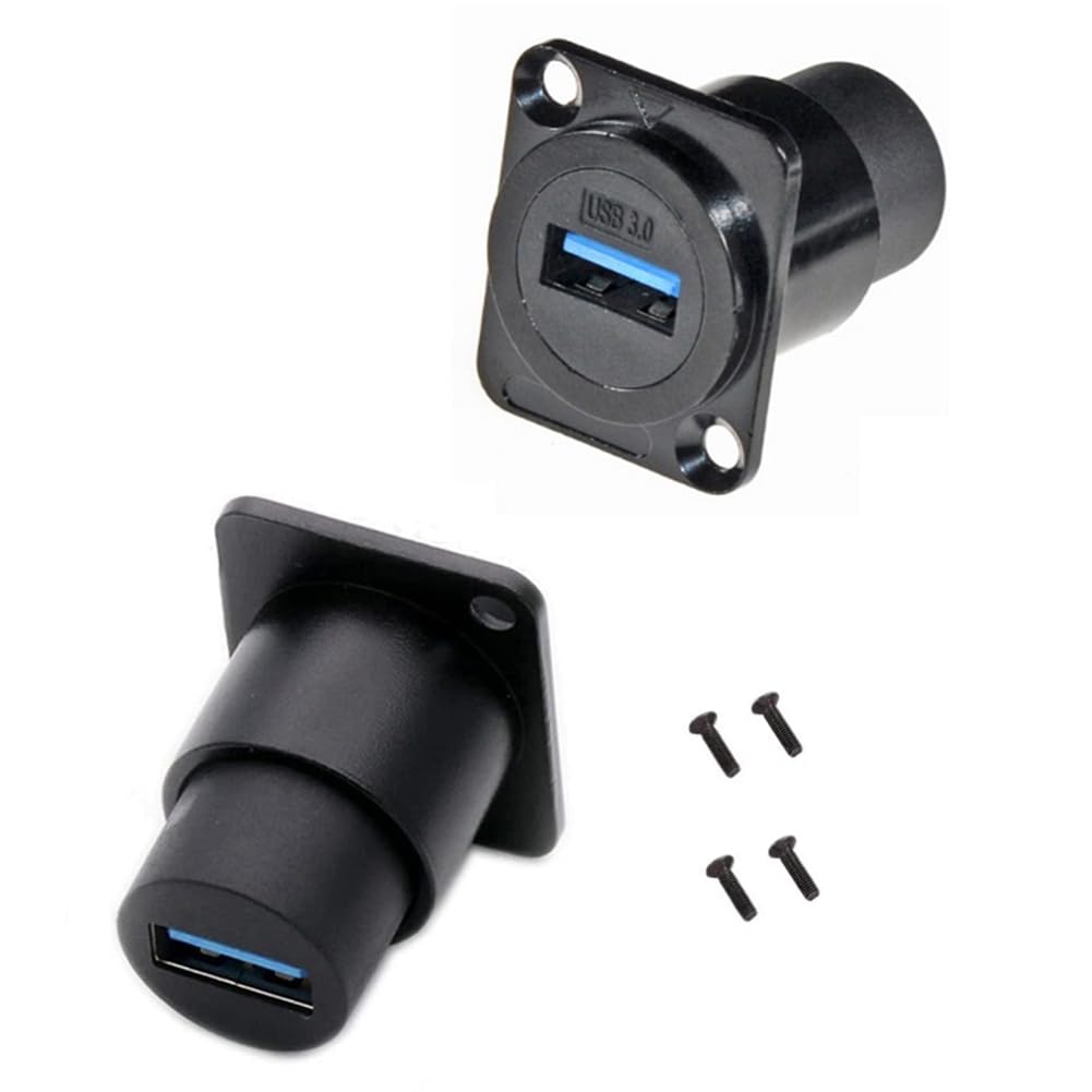 qimoi Metal USB3.0 Socket USB 3.0 Coupler Female to Female USB 3.0 Connector D-Type USB Panel Mounting Solderless Signal Coupler