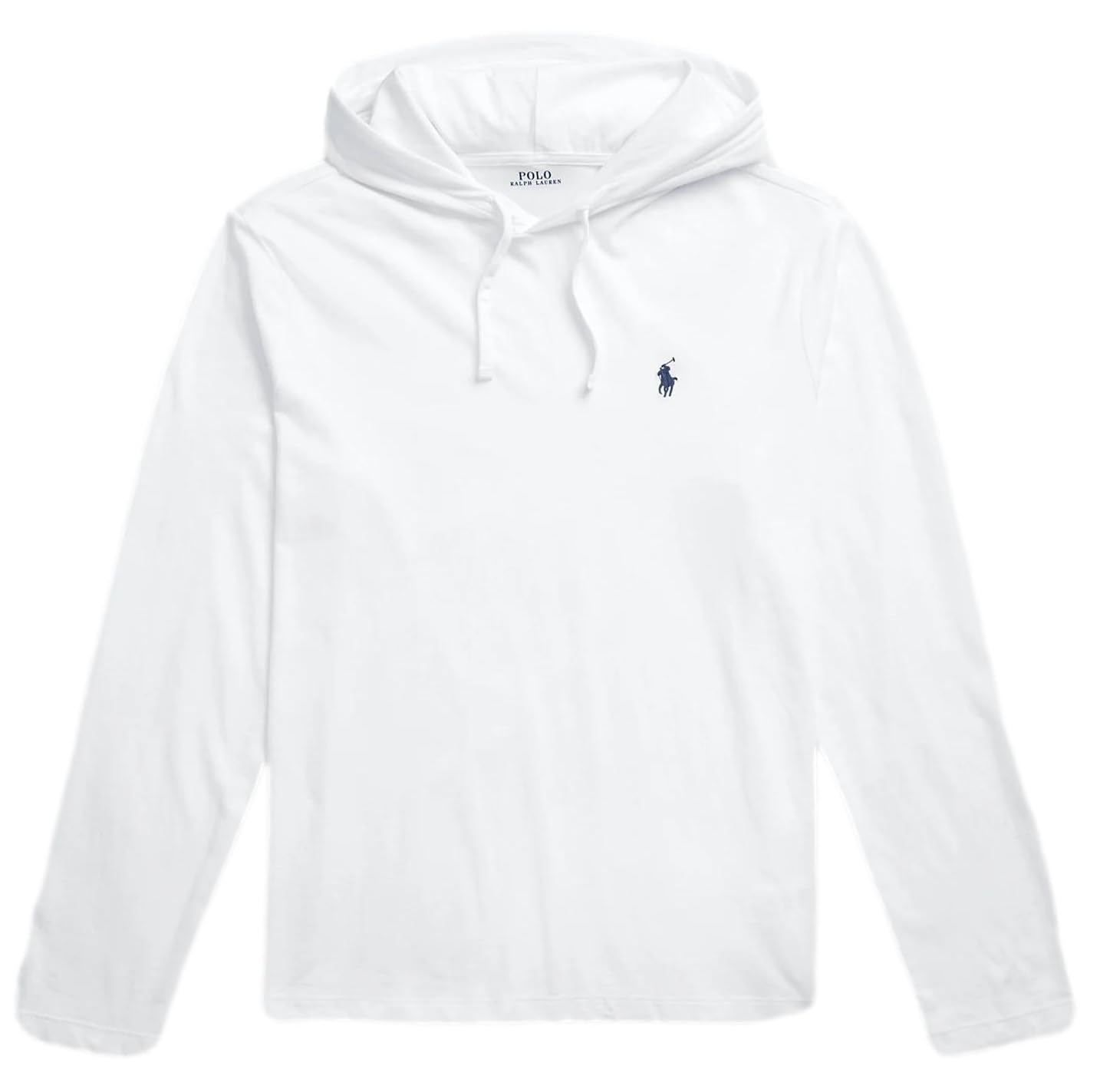 POLO RALPH LAUREN Men's Classic Fit Soft Touch Long-Sleeve Tee, Hooded Polo White, Large