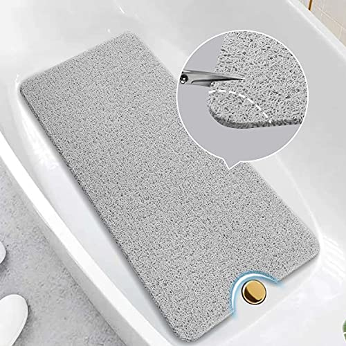 Asvin Soft Textured Bath, Shower, Tub Mat, 47X16 Inch, Phthalate Free, Non Slip Comfort Bathtub Mats With Drain, Pvc Loofah Bathroom Mats For Wet Areas, Quick Drying #TOP5