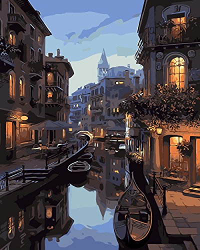 DIY Oil Painting Paint by Numbers, Drawing With Brushes Paint Suitable for All Skill Levels 40x50cm Unique Gift from FOEYESEE - Venice Night