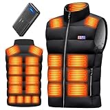 [Caxzyn] 電熱ベスト 【23箇所発熱 40800mAh大容量バッテリー付き】 加熱ベスト 前後独立&一斉に制御可能 USB/DC給電 3段階温度調整 ヒータージャケット 電熱ウェア 日本製ヒーター 丸洗い可能 男女兼用 加熱服 省エネ 防寒対策 (JP, アルファベット, XL, ブラック バッテリー付き)