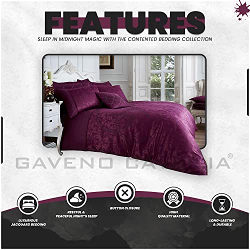 Gaveno Cavailia Jacqaurd VINCENZA Bed Set including Duvet Cover and Pillow Case, Polyester-Cotton, Aubergine, Super-King - Image 3