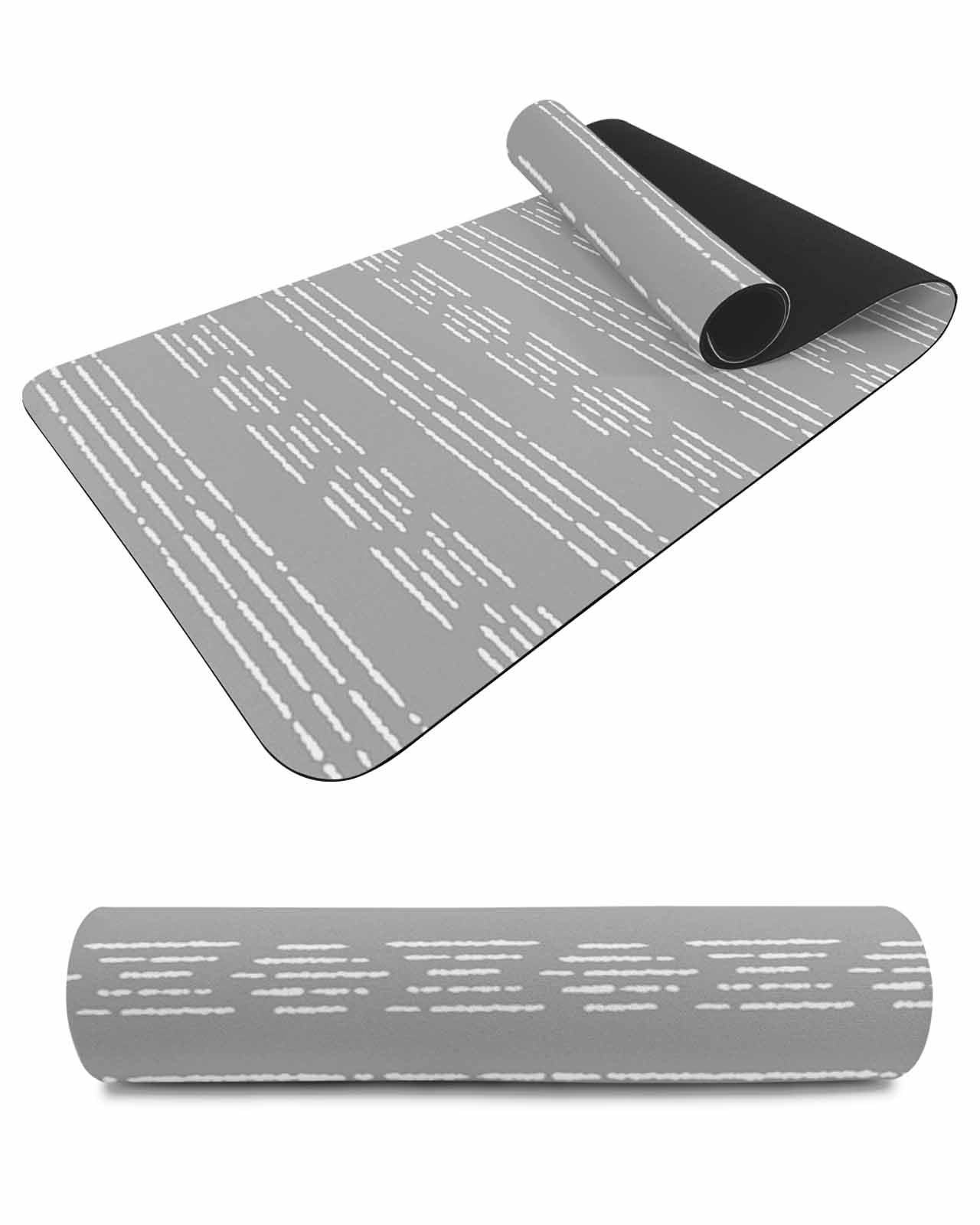 Debedcor Heat Proof Table Pads Waterproof Decorative, Boho Grey Geometric Non-Slip Table Countertop Protector, Farmhouse Vintage Striped Insulation Mat for Dining Room, 48 x 12 Inches