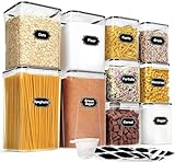 Flour Sugar Storage Containers, 10 Pack Large Airtight Food Storage Containers with Lids for Kitchen Pantry Organization and Storage, BPA Free Plastic Canisters Sets for Cereal, Rice and Baking