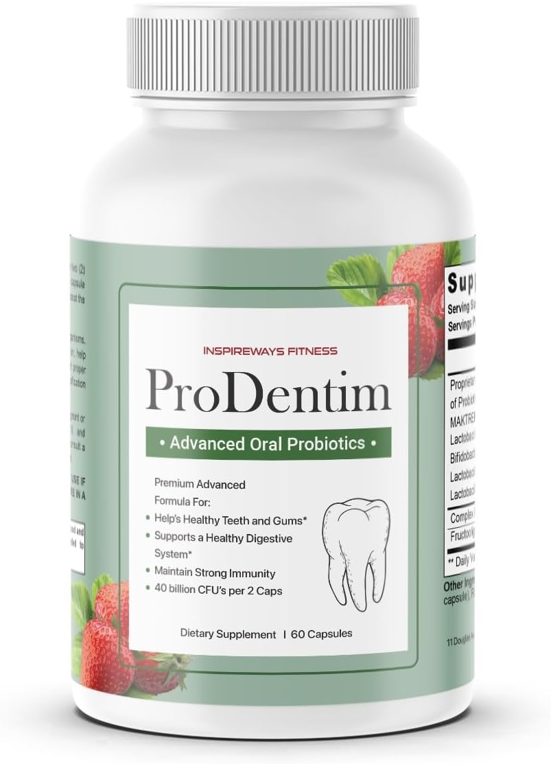 ProDentim Advanced Oral Health Probiotics– Advanced Formula for Healthy Gums, Teeth, Fresh Breath - Oral Probiotics for Bad Breath Support (1-Pack - 60 Capsules)